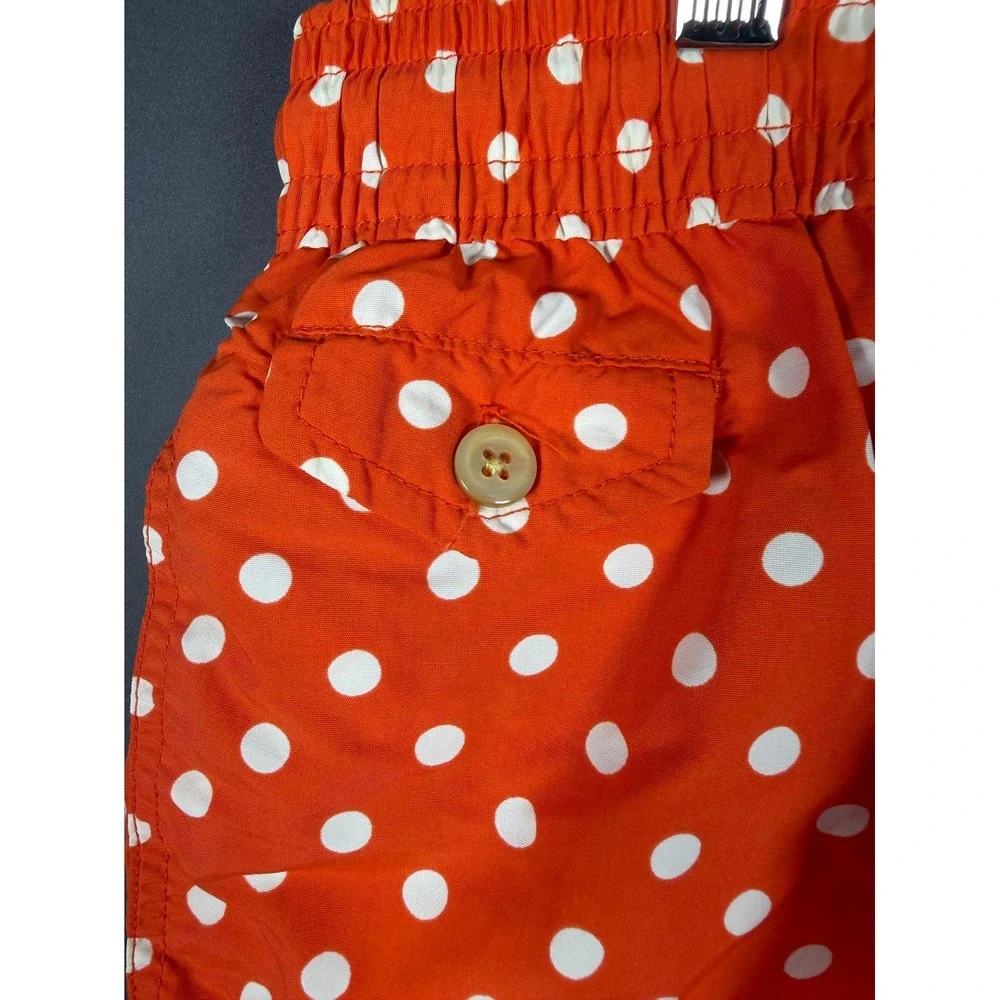 Polo Ralph Lauren Mens Small Orange Polka Dot Lined Swim Trunks Shorts